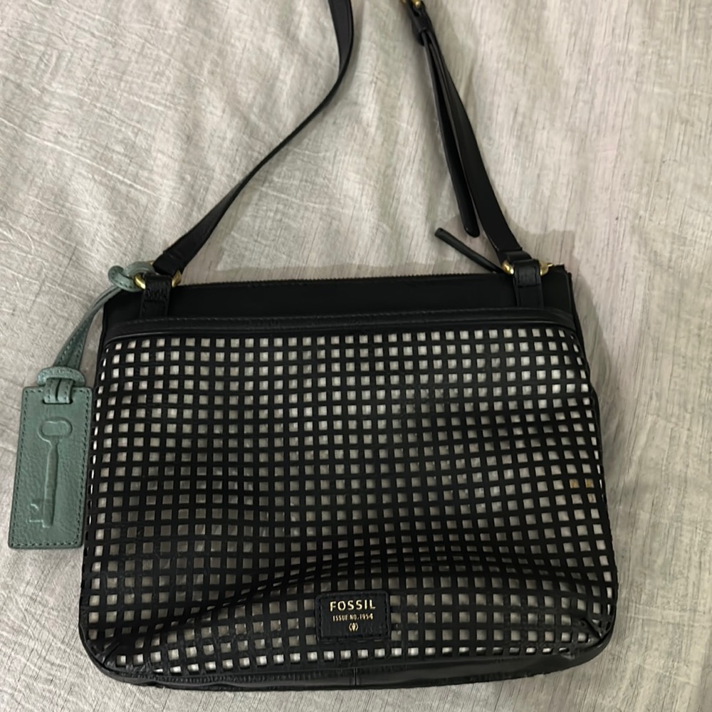 Fossil Black Leather Crossbody